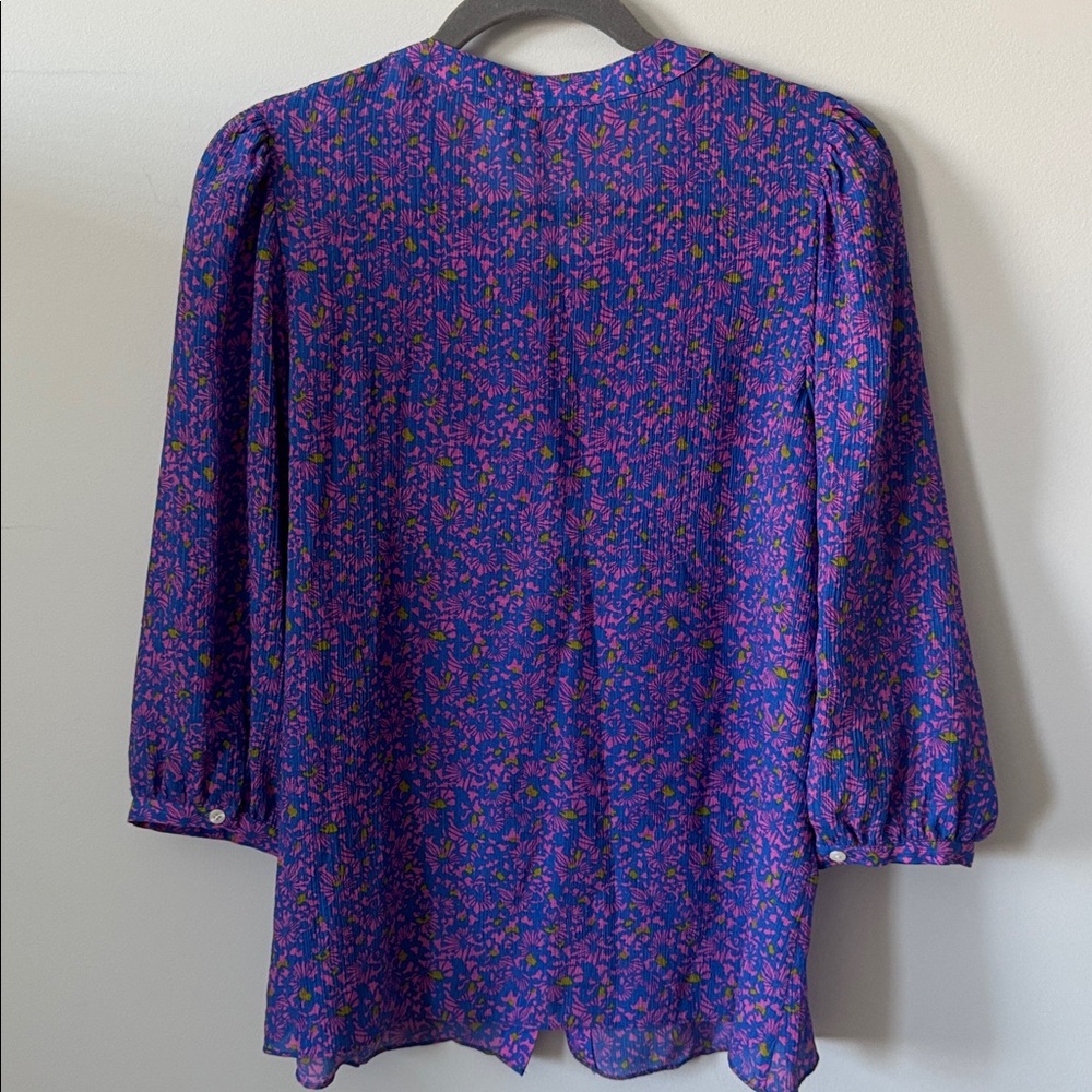 Tanya Taylor Silk Floral Blouse Size 6 - Picture 6 of 8